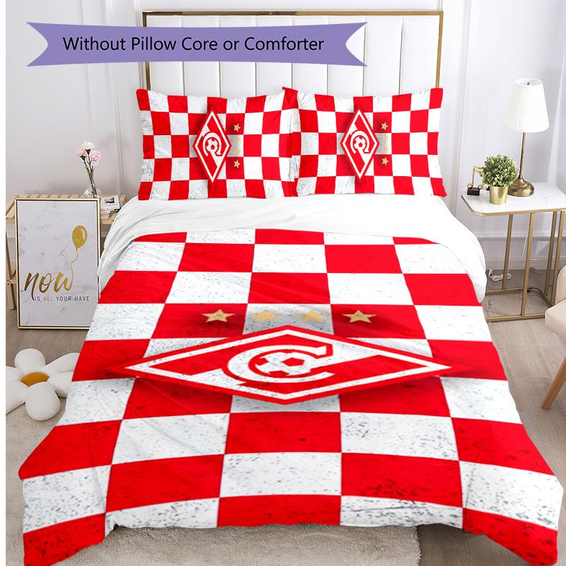 Spartak Moscow Pattern Printed 3PCS Bedding Set Soft Skin-Friendly Washable Duvet Cover & Pillowcases Set All Season Bedroom