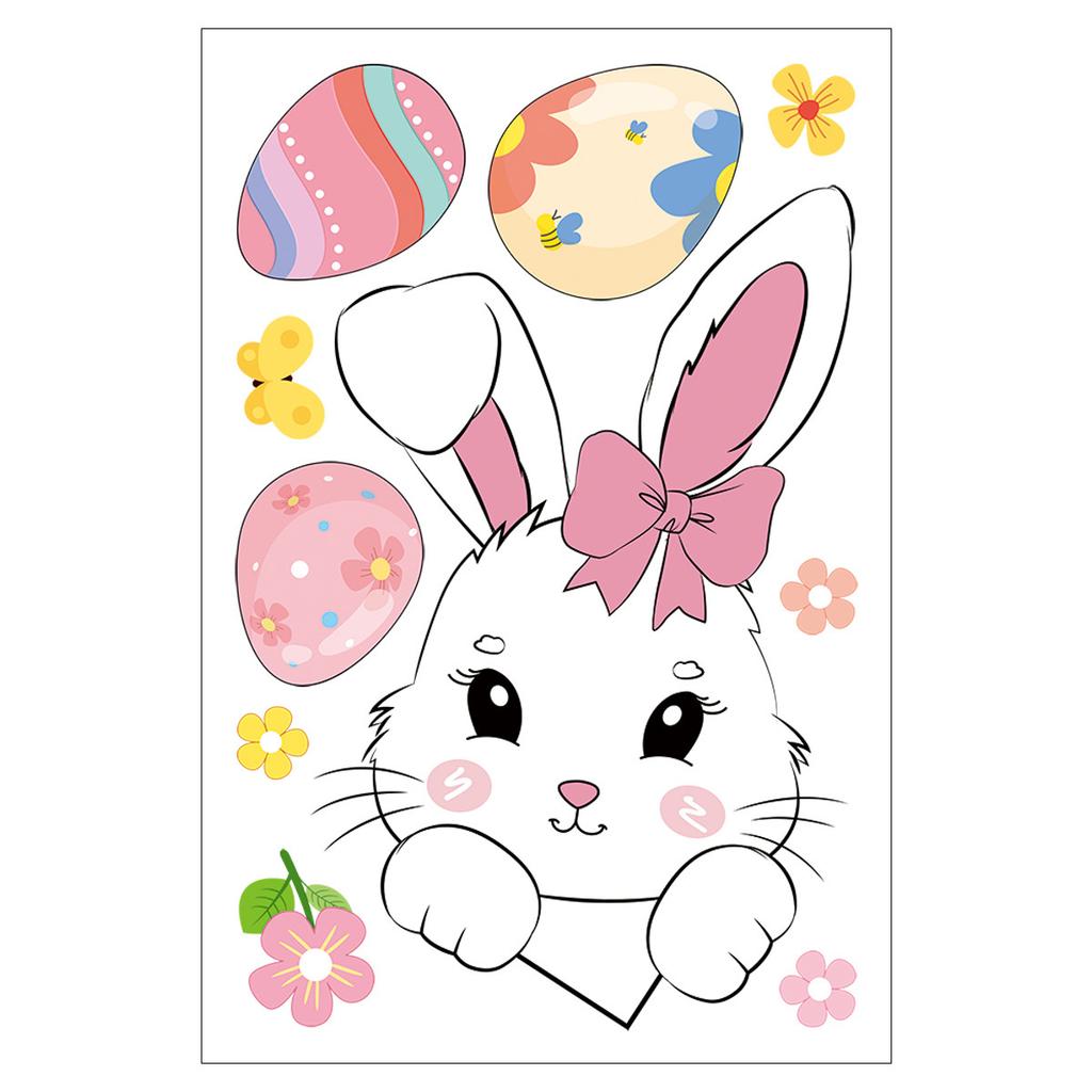 Easter Bunny with Eggs Static Cling Window Stickers for Glass Decoration 2026