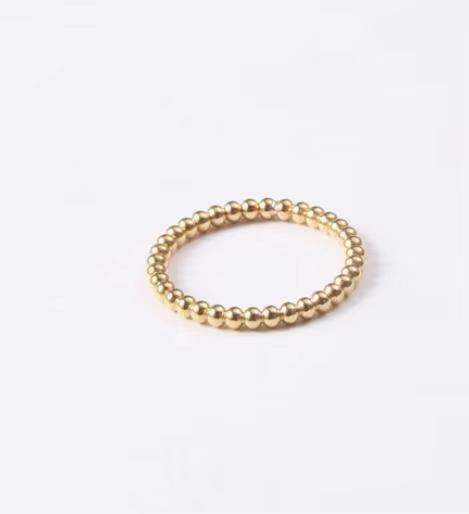Anello in Acciaio Inossidabile Sottile Placcato Oro 18k Minimalista Acciaio Inossidabile Piccola Sfera Solida Anello Impilabile per Donna