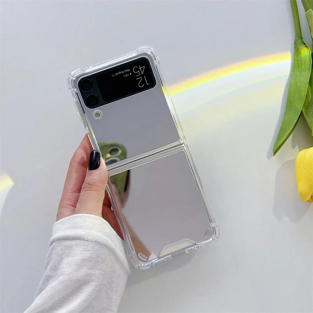 

Luxury Women Girl Make Up Mirror Phone Case For Samsung Galaxy Z Flip 3 4 5 6 7 fe Flip7 Flip6 5G Protective Slim Hard Cover Galaxy Z Flip7