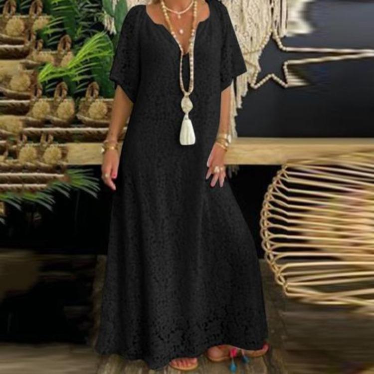 Elegante Vestito Estivo Comodo Splendido Vita Media Accessori Accattivanti Scollo a V Pizzo