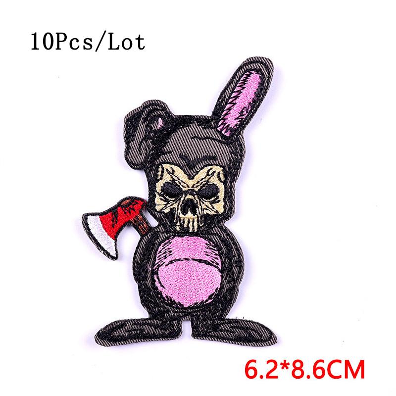 10Pcs/Lot Punk Animal Patch Embroidered Patches For Clothing Embroidery Patch Iron On Patches On Clothes DIY Hook Loop Stickers