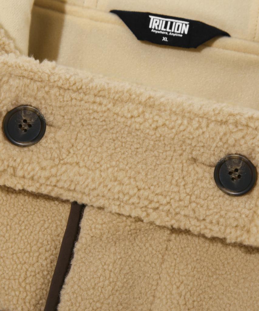 Trillion Unisex Fleece Duffle Hooded Coat Jacket [Beige]