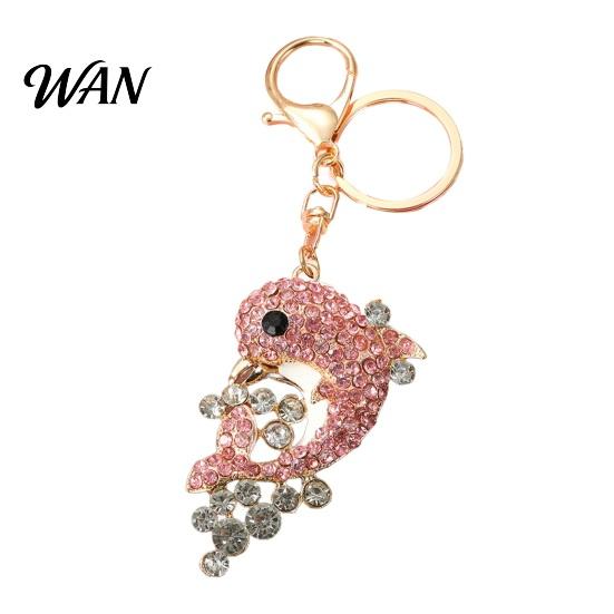 Sparkling Keyring Rhinestone Dolphin Keychain Sea Animal Car Key Ring Holder Backpack Ocean Purse Handbag Charm Christmas Birthday Gifts for Lovers