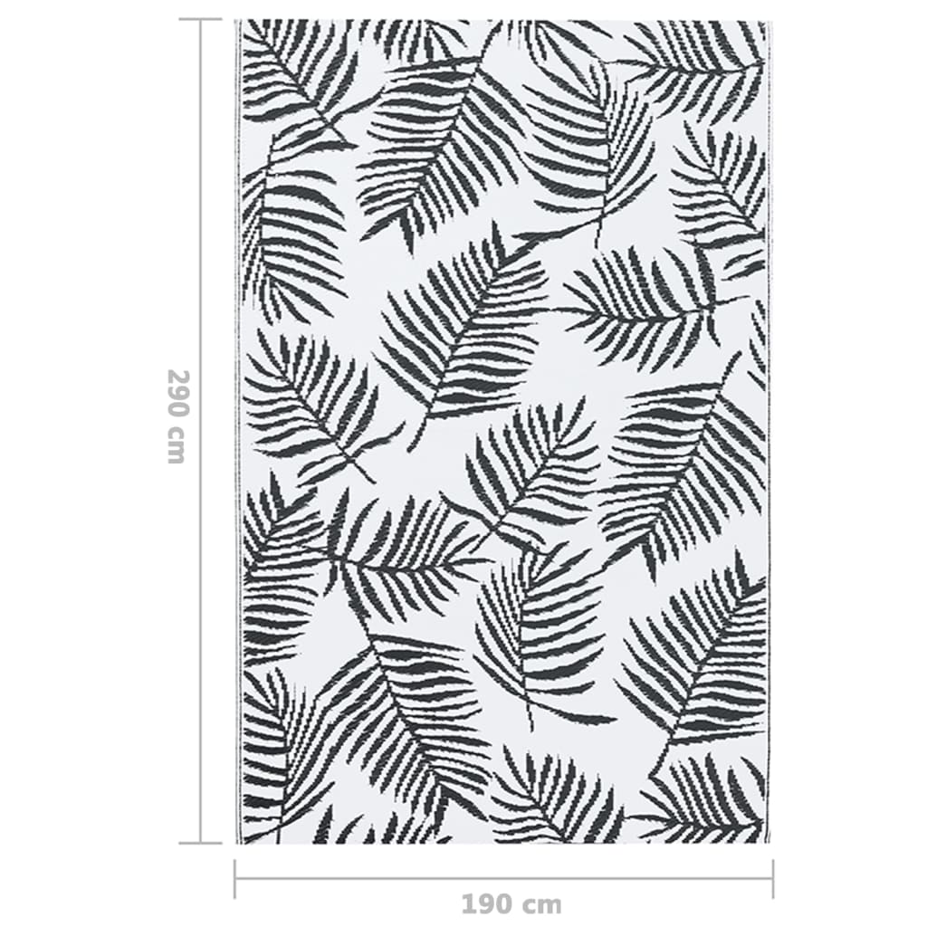 Outdoor Rug ARAKIL White and Black 190 x 290 cm PP
