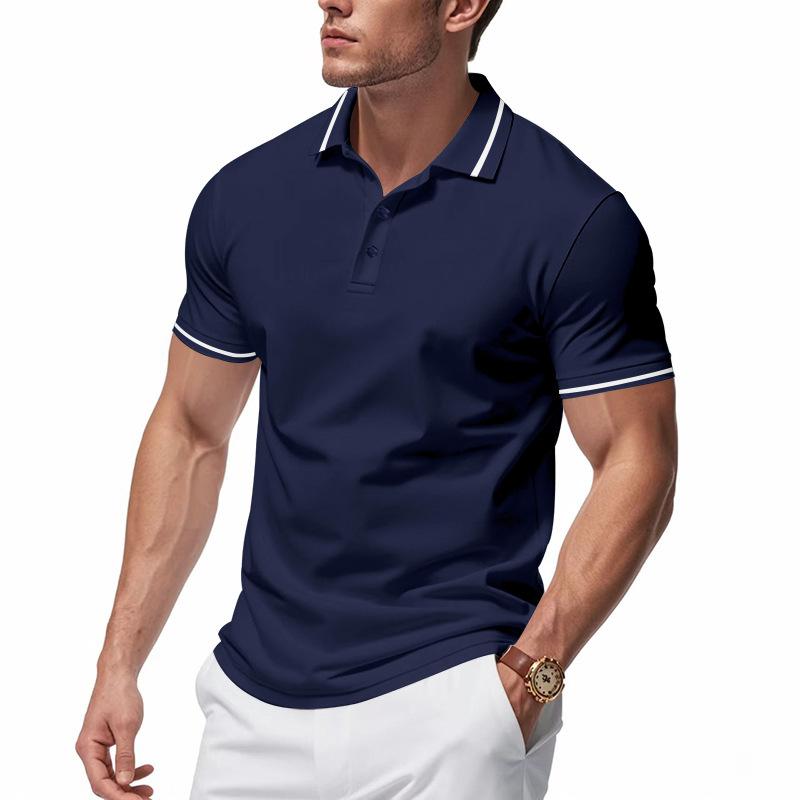 Men's Summer Quick-drying Lapel Short-sleeved Polo Shirt Fashionable Casual Button Splicing Versatile Pullover