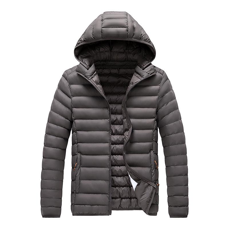 Men's Plus Size Multicolor Lightweight Cotton-Padded Winter Jacket with Detachable Hood
