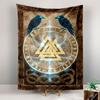 Odin Ravens Tapestry Wall Hanging, Norse Runes Double Raven Art, Viking Wall Decor for Bedroom Living Room Dorm