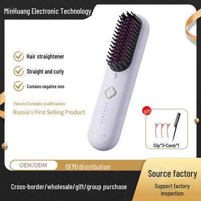 Minhuang Wiederaufladbarer Dual-Purpose Kabelloser Haarkamm - Negative Ionen Haarpflege für sanftes, schadfreies Styling und Locken.