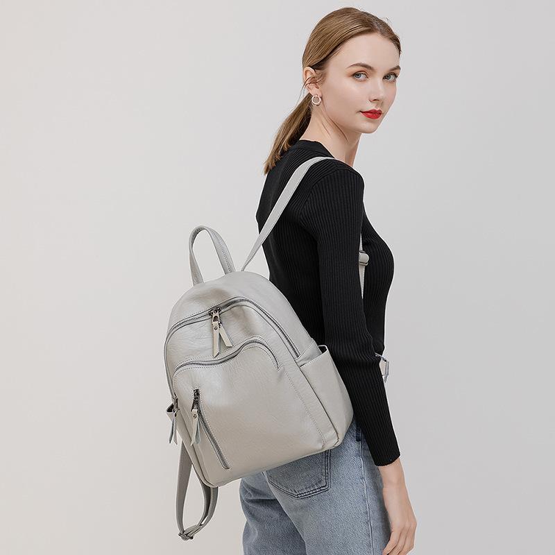 Mochila Feminina Tendência Pu Couro Macio Bolsa Feminina Estilo Universitário Lazer Bolsa de Viagem