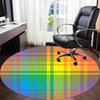 1pc Colorful Plaid Pattern Chair Carpet for Office, Round Polyester Mat, Indoor Decor for Office, Easycare Fabric, Washable Non-slip Area Carpet
