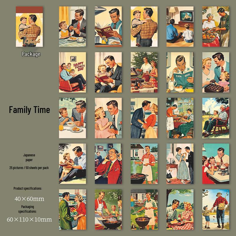 Retro Theme Sticker Book - American Life Series, Small Size for Journaling and Collage