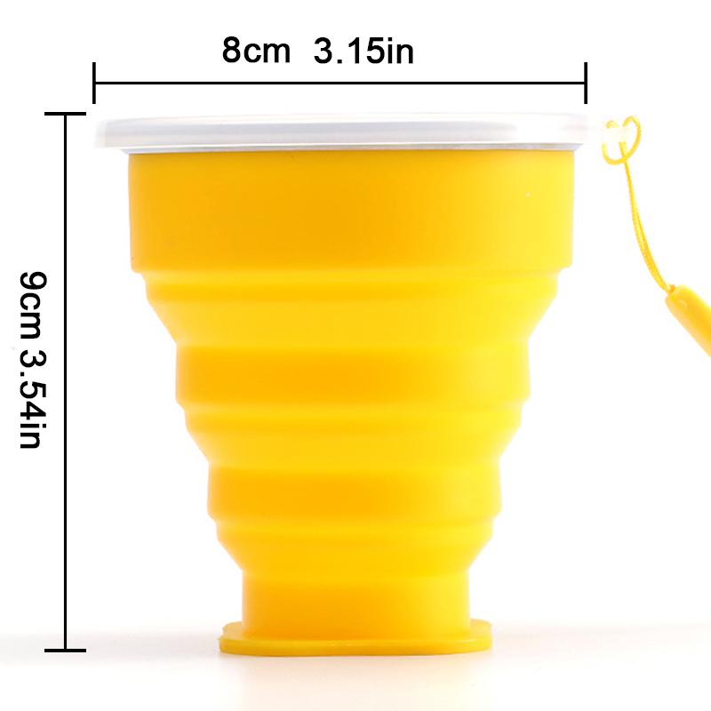 Copo Dobrável de Silicone para Exterior Caneca Dobrável Garrafa Dobrável para Camping Copos de Água de Viagem Caneca Portátil para Chá/Bebida com Tampa 200ML