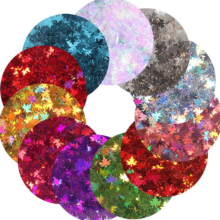 Nail Art Sequins Ins Winter Colorful Gradient Maple Leaf Flakes Trendy Nail Jewelry Bag