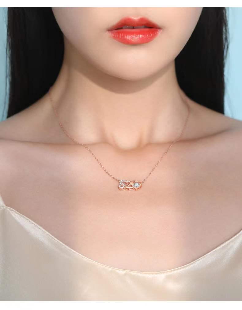 Beixi S925 Sterling Silver Pulsating Heart Rhinestone Necklace for Women