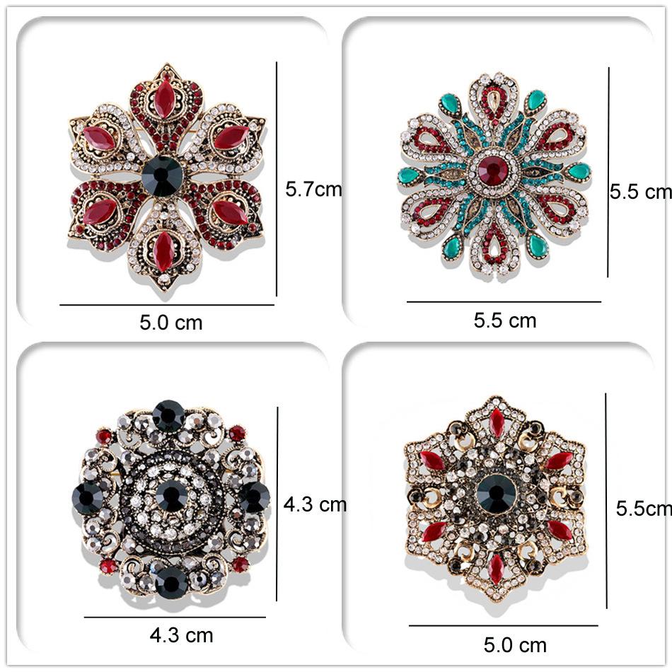 Baroque Style Vintage Women Men Crystal Brooch Retro Badges Lapel Pin Party Corsage Jewelry Accessories