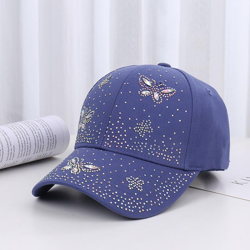 Spring and summer fashion new hot diamond butterfly baseball cap children trendy sun protection visor rhinestone cap