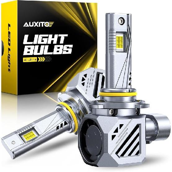 AUXITO 9005 HB3 Bulbs, 48000LM 1000% Brighter 6500K Cool White Light With Fan, DRL Daytime Running Light Bulb LED Fog Light 30 Years Lifespan, No