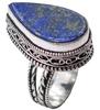 Lapis Lazuli Natural Gemstone Antique Silver Plated Ring US Size-7 A 326
