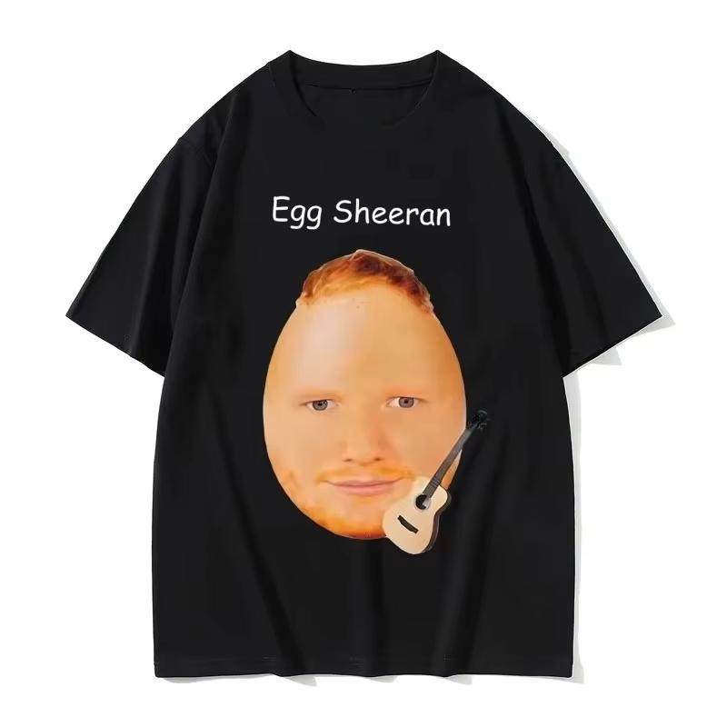

Fun Egg Ed Sheeran Emoji Print Cotton T-shirt for 2026 Summer, New Style, Unisex, Round Neck, Casual and Comfortable - Men ... S разноцветный
