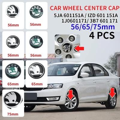 2026 Hot 4pcs 56mm 65mm 75mm 5JA601151A 1J0601171 3B7601171 Car Rim Cover Wheel Hub Center Caps Badge Logo Emblem For Skoda Octa
