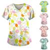 Women's Short-sleeved V-neck Fruit Print Pocket Carer Top