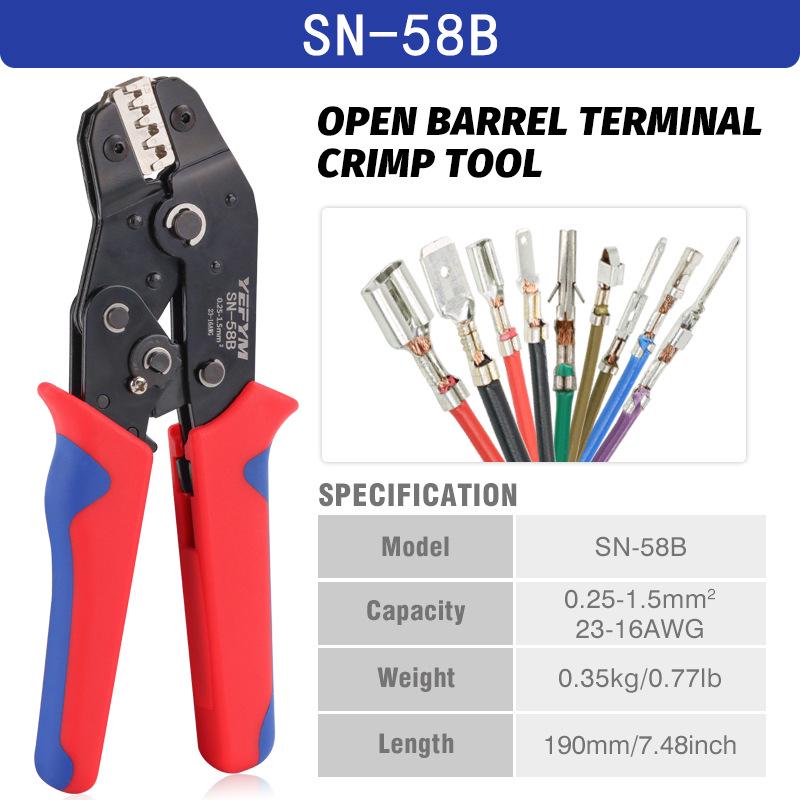 SN-48BS Crimping Tool for Spade Terminals: Cold Crimp Pliers for 2.8/4.8/6.3 Circuit Repair