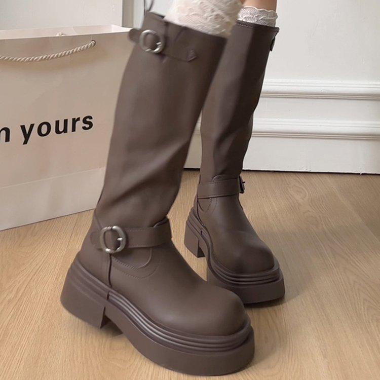 

[youshilai] Fashion thick heel high boots 2025 autumn new models with skirts temperament versatile boots women 39