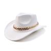 Western Cowboy Hat Acrylic Chain Accessories Cowboy Hat Fashion Versatile Peach Heart Top Suede Cowboy Hat