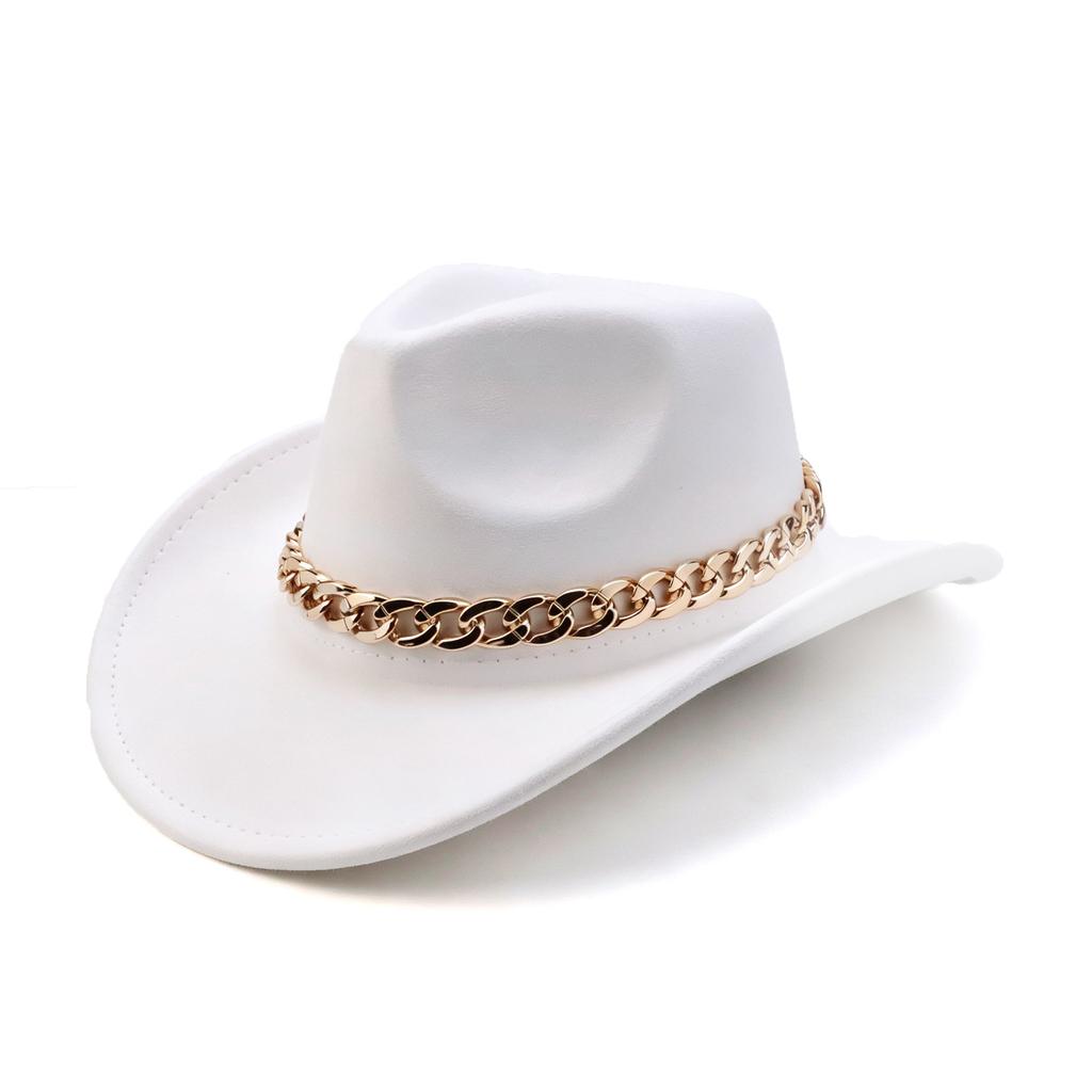 Western Cowboy Hat Acrylic Chain Accessories Cowboy Hat Fashion Versatile Peach Heart Top Suede Cowboy Hat