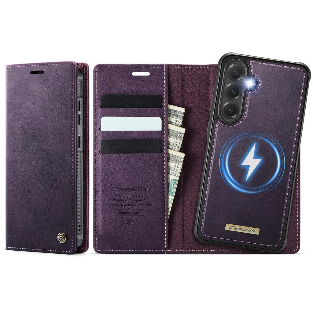 For Samsung Galaxy S25+/Galaxy S24+ Case CASEME C49 Compatible with MagSafe RFID Blocking Detachable Wallet Leather Phone Cover
