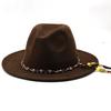 European and American women's new colorful rope jazz hat, big brim fashion flat hat, autumn and winter British style men's woolen top hat tide
