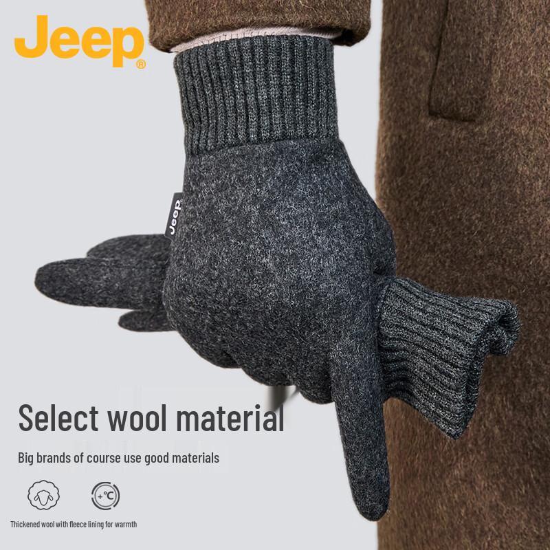 Jeep Men's Touchscreen Wool Winter Gloves