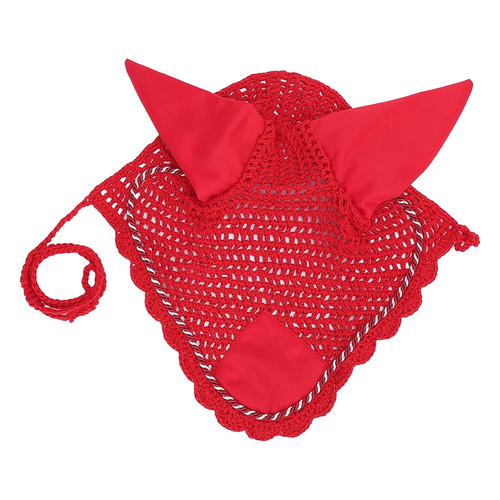 

Капюшон для лошадей из хлопка, дышащая вуаль для лошадей, сетка для ушей, вязаная крючком для конного спорта и чувствительных лошадей