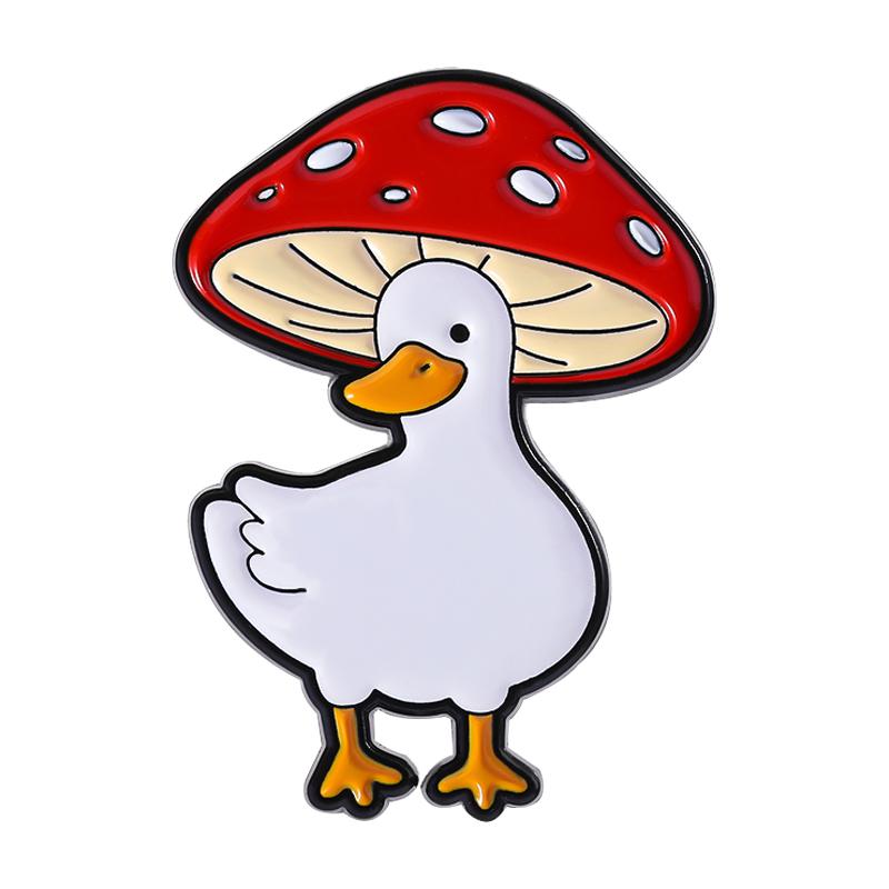 Animal Mushrooms Enamel Pins Custom Cat Dog Goose Brooches Lapel Badges Clothes Animal Jewelry Gift for Kids Friends