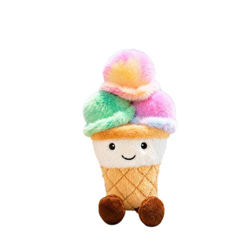 Nieuwe Scoops IJshoorntje Pluche Speelgoed Gevuld Zomers Snack Klein Kussen Mensvormig Lachend Gezicht Met Benen Kawaii Pluche Speeltje Cadeau