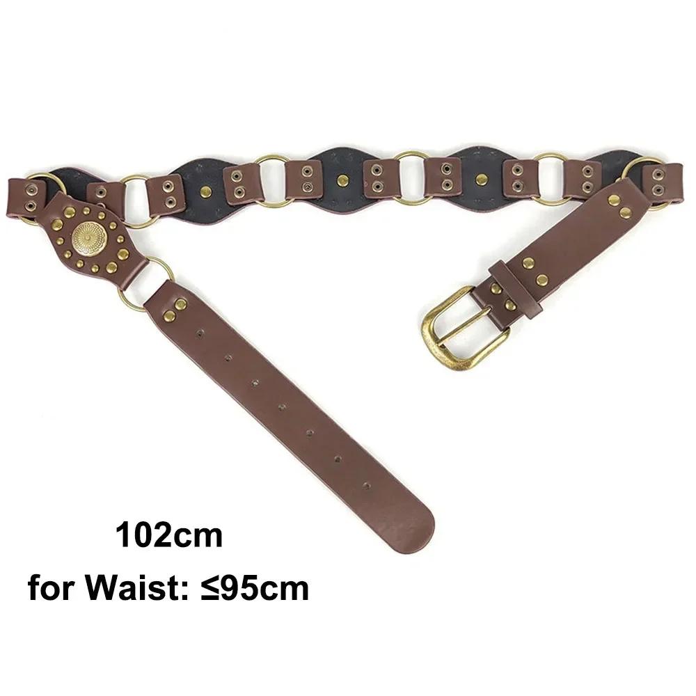 Grommet PU Leather Waist Belt Vintage Rivet Gothic Steampunk Waist Cinch Belt Wide y2k Waistband Female Jeans