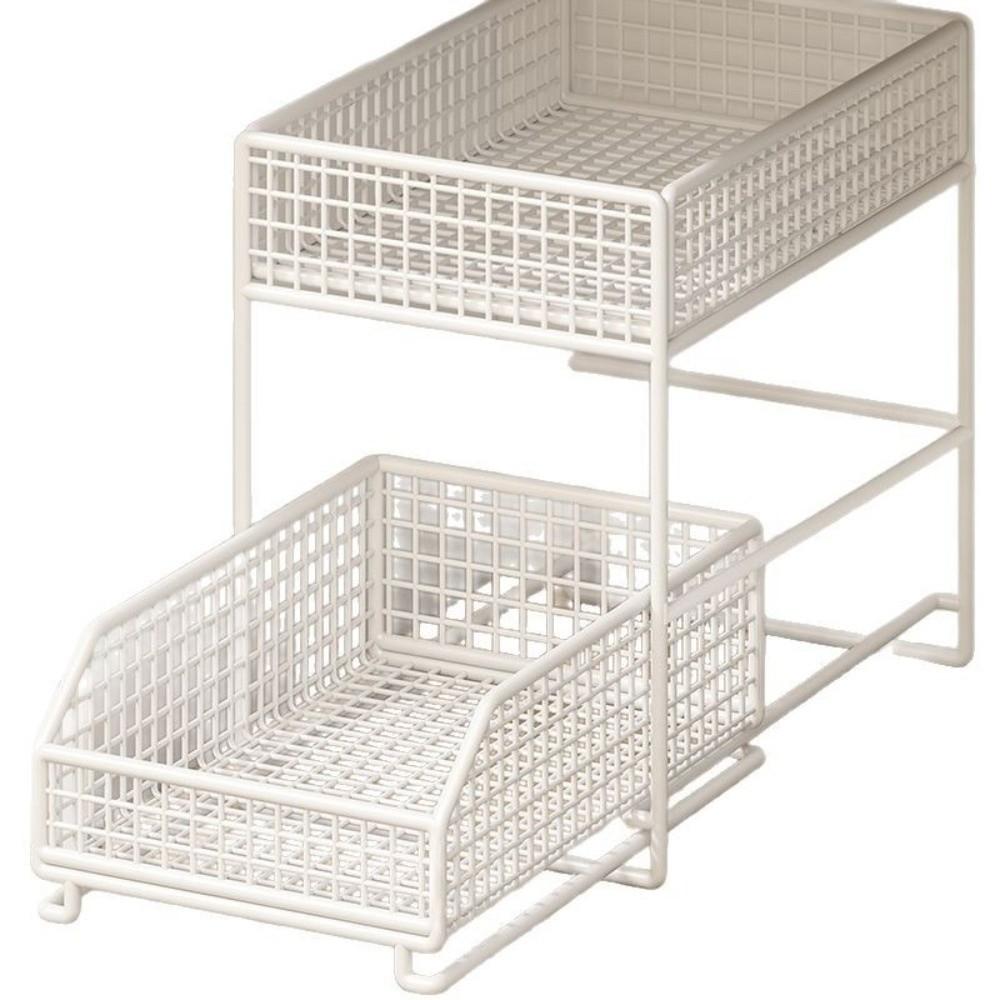 2 Tier Pull-Out Storage Rack with Drawers Countertop Storage Rack Home Organization