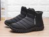 Fashion Men's Waterproof Warm Cotton Zipper Snow Ankle Boots, Winter Warm Slip On Thick Plush Booties Waterproof Snow Boots