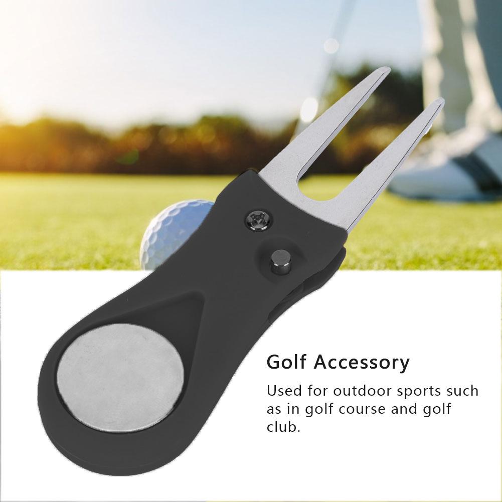 Portable Golf Green Divot Repair Tool Folding Ball Fork Lawn Repairing Golfer Practicing