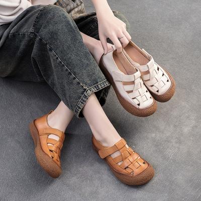 Retro Hohl Atmungsaktive Sandalen Bequeme und lässige Weiche Sohle Vielseitige Damenschuhe
