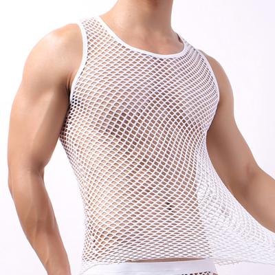 Underwear Sleeveless Stretchy Male Popular Hollow Out Crew Neck for Bathroom
