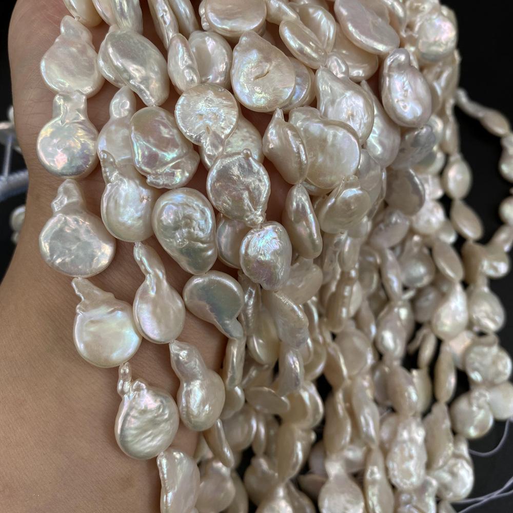 1String, Irregular Pearls, 13×20-14×22mm, White Natural Freshwater Pearl Beads for Jewelry Making DIY Supplies, Women's Craft Gifts 36cm
