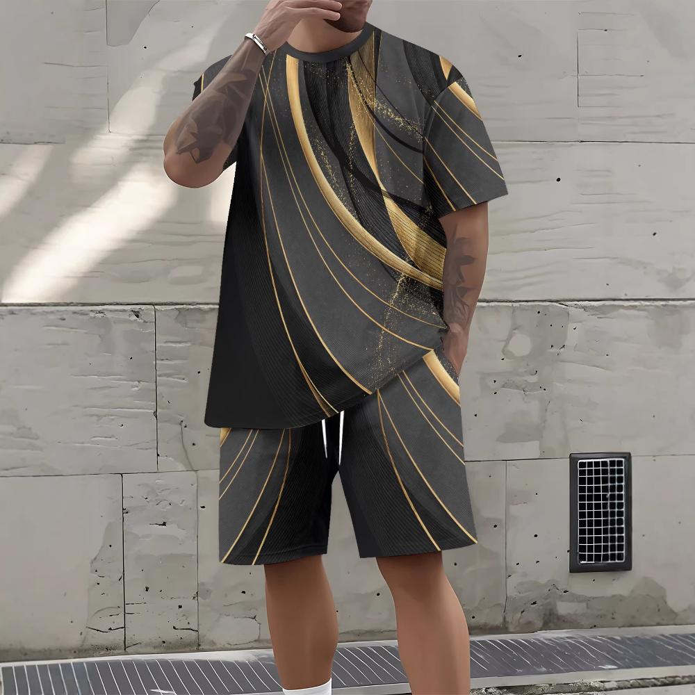 Printed Men s Suit Fashionable Breathable Comfortable Sports Two-piece Suit Casual Unisex Sports Clothing S