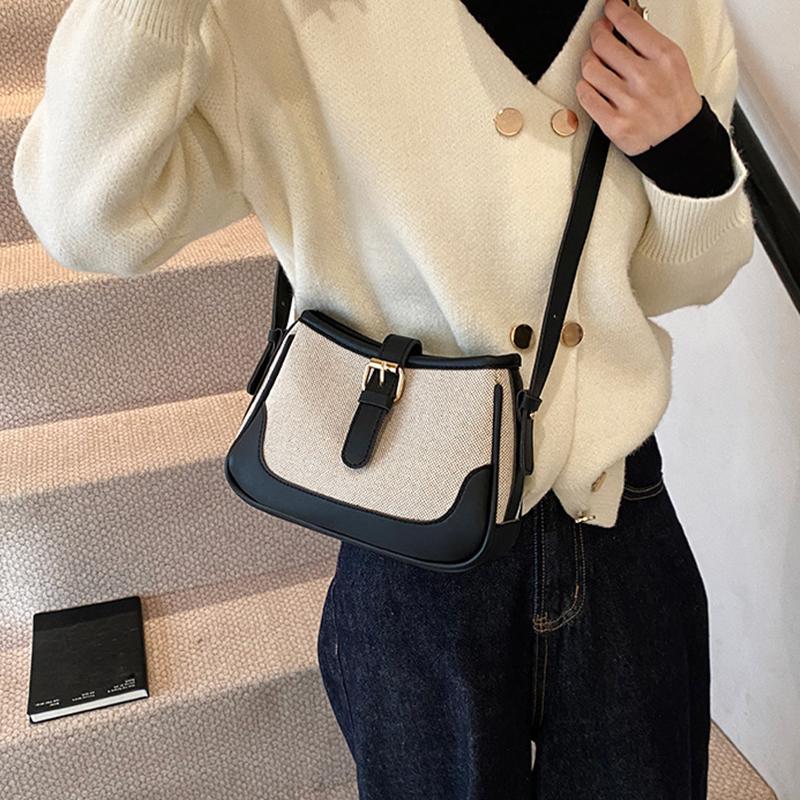 Elegant Women's Contrast Color Woven Crossbody Bag Chic Lightweight Anti-Theft Design Small Shoulder Bag Perfect for Any Occasion AVE