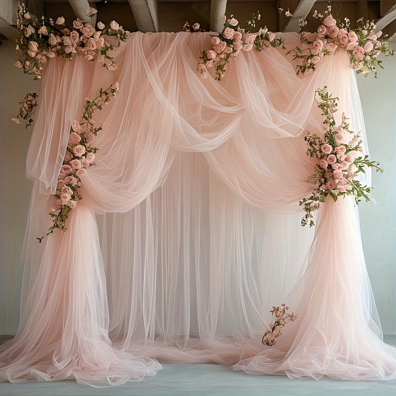 Tulle background Curtain, Organza Tulle Fabric Used for Wedding Party Decoration, Baby Birthday Diy Hand-made Fabric.