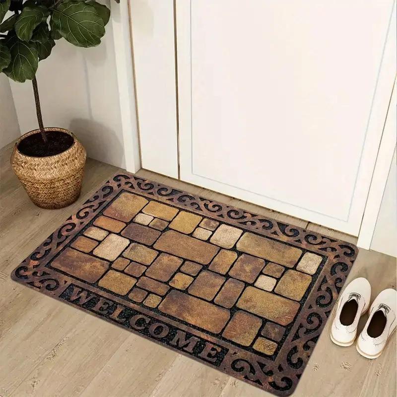 Simulation Print Modern Entrance Carpet Non-Slip Door Mat For Home Decoration Durable Easy Clean Indoor Outdoor Festive Decor