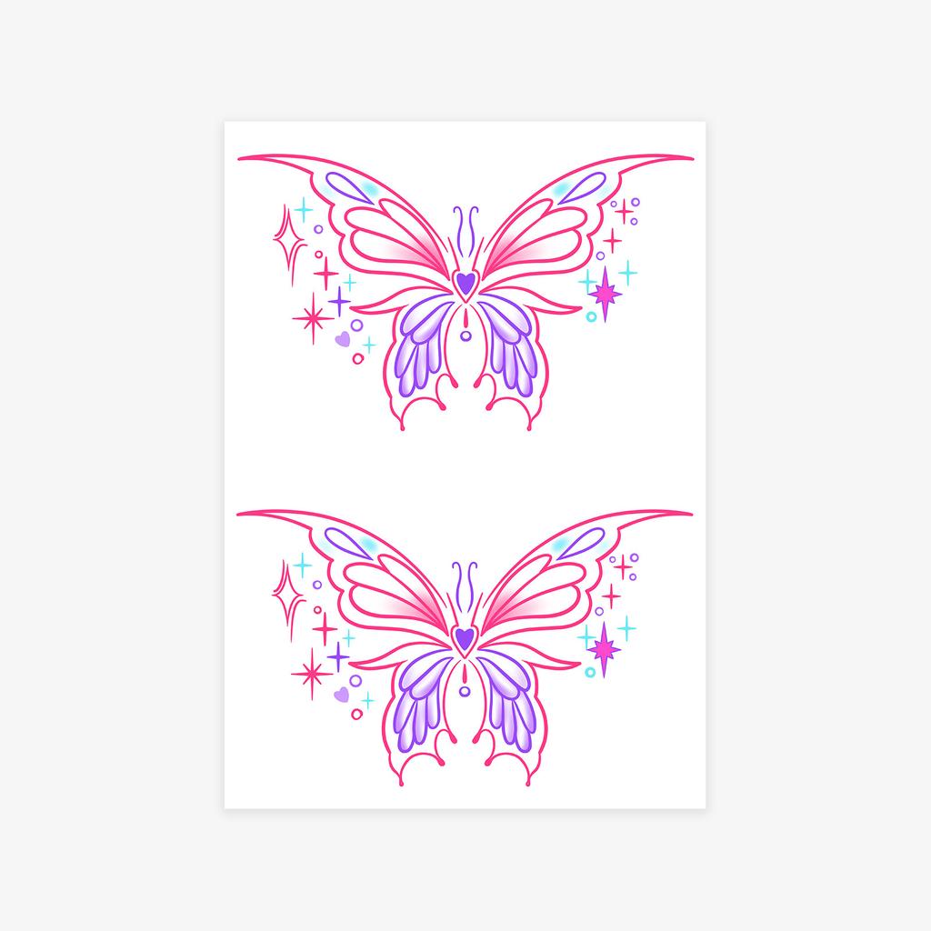 Premium Sense Simple Y2K Wind Babes Dopamine Color Butterfly Arm Clavicle Tattoo Stickers