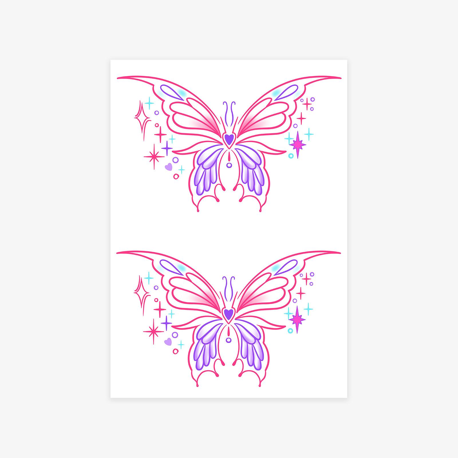 Premium Sense Simple Y2K Wind Babes Dopamine Color Butterfly Arm Clavicle Tattoo Stickers 7*10