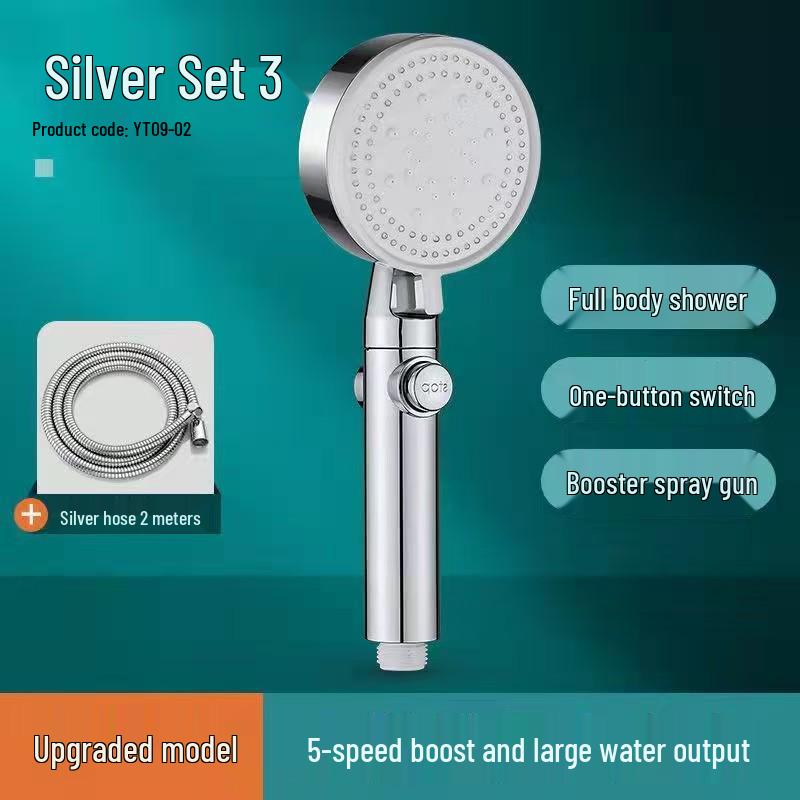 Pressurized Rain Shower Head Set for Household Bathroom with Water Heater Compatibility